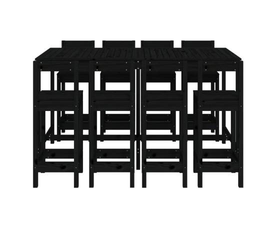 Set bar de grădină, 9 piese, negru, lemn masiv de pin, 4 image