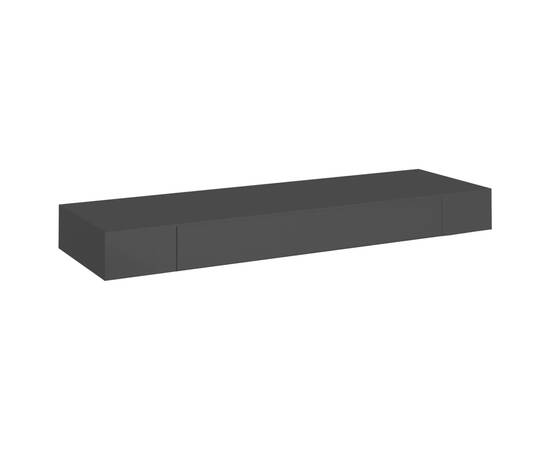 Raft de perete suspendat cu sertar, negru, 80 x 25 x 8 cm, 2 image