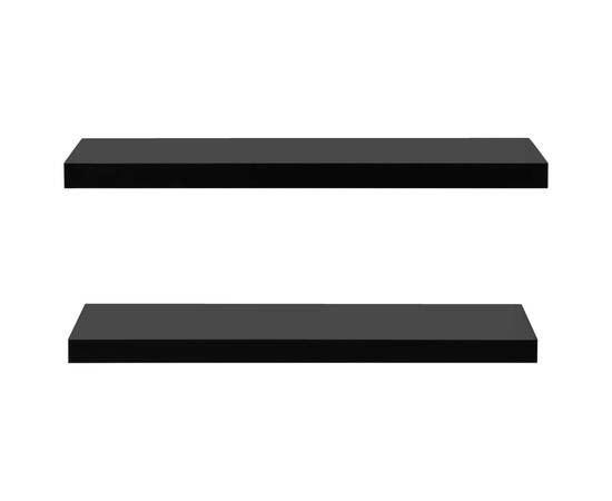 Rafturi de perete suspendate, 2 buc., negru, 100x20x3,8 cm, 3 image