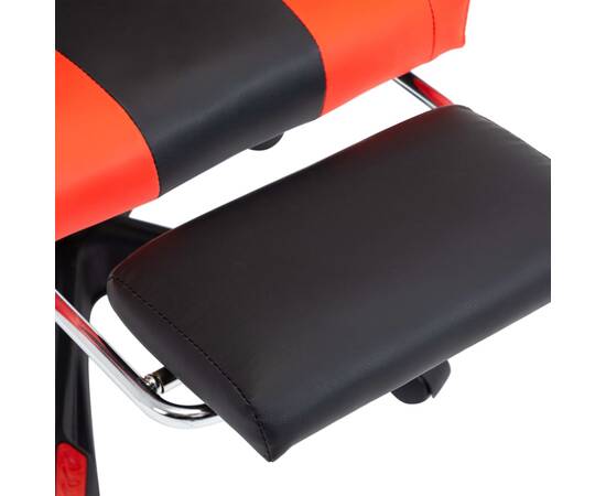 Scaun de racing suport picioare, roșu și negru, piele ecologică, 7 image