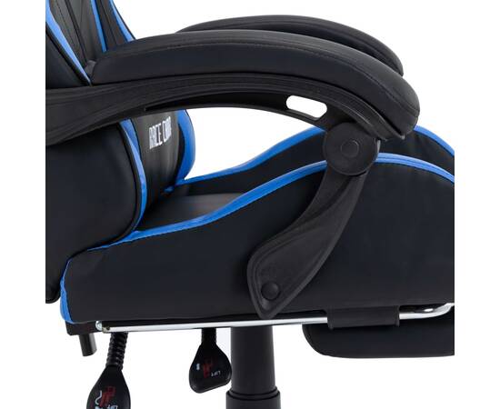Scaun racing suport picioare albastru/negru piele ecologică, 7 image