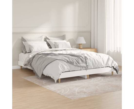 Cadru de pat, alb ,135x190 cm, lemn prelucrat