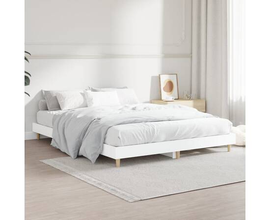 Cadru de pat, alb ,135x190 cm, lemn prelucrat, 4 image