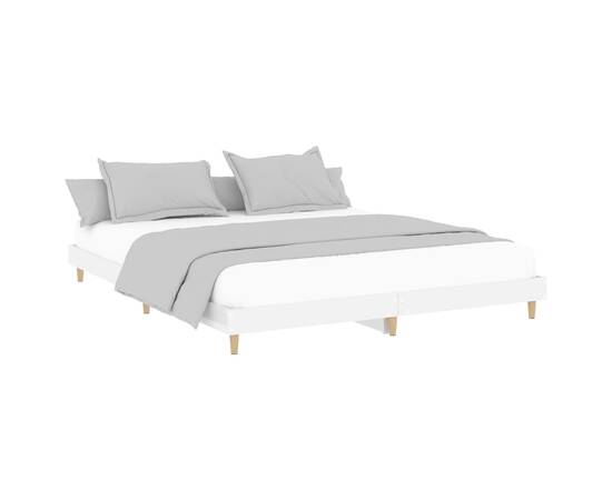 Cadru de pat, alb extralucios, 120x200 cm, lemn prelucrat, 3 image
