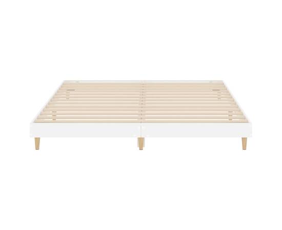 Cadru de pat, alb extralucios, 120x200 cm, lemn prelucrat, 6 image