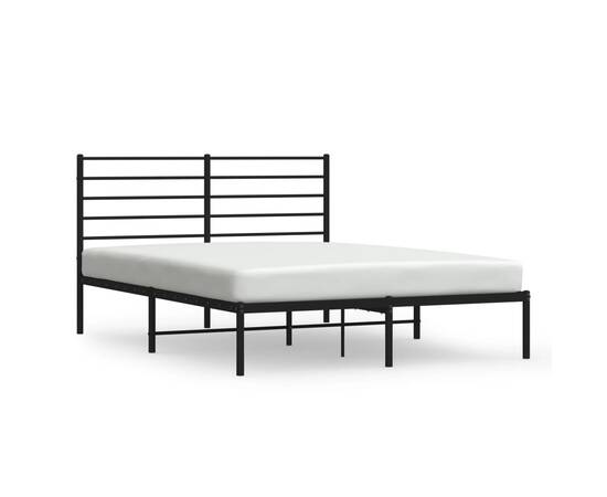 Cadru de pat metalic cu tăblie, negru, 120x190 cm, 2 image