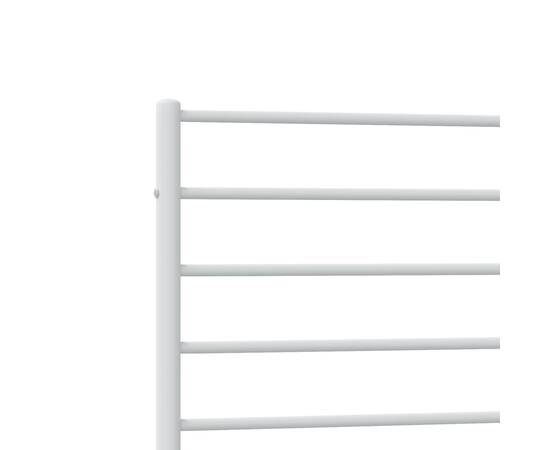 Cadru de pat metalic cu tăblie de cap/picioare, alb, 90x190 cm, 9 image