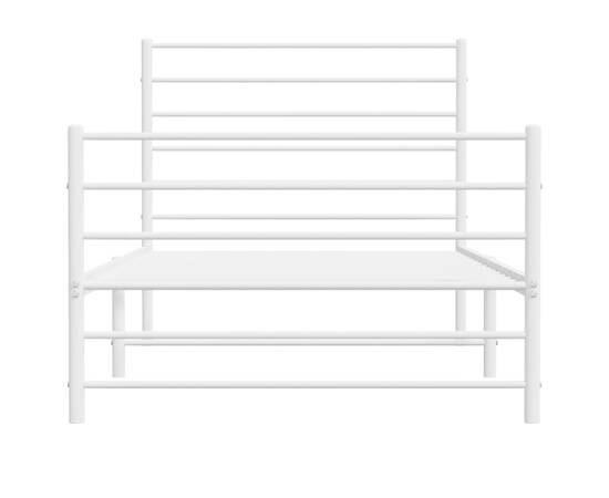 Cadru de pat metalic cu tăblie de cap/picioare, alb, 90x190 cm, 6 image