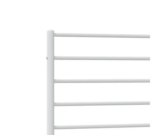 Cadru de pat metalic cu tăblie de cap/picioare, alb, 90x200 cm, 9 image