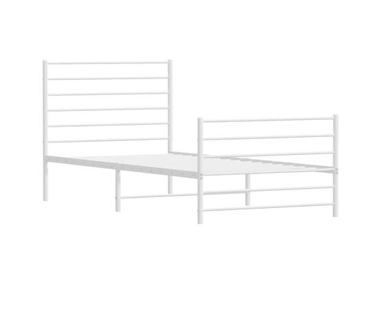 Cadru de pat metalic cu tăblie de cap/picioare, alb, 90x200 cm, 5 image