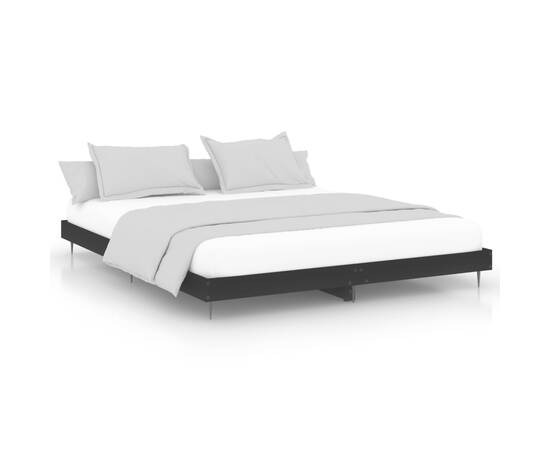 Cadru de pat negru 180x200 cm din lemn prelucrat, 2 image