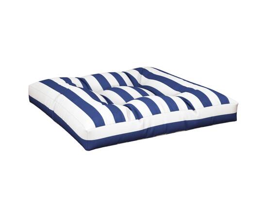 Pernă de paleți, albastru/alb, 70x70x12 cm, textil, dungi, 4 image