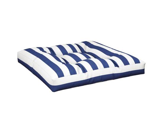 Pernă de paleți, albastru/alb, 80x80x12 cm, textil, dungi, 4 image