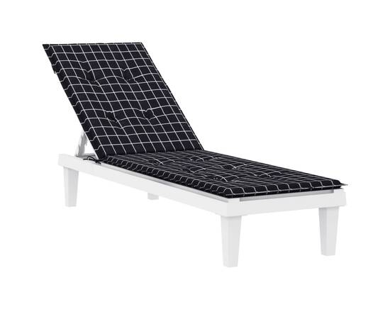 Pernă scaun de terasă, negru, carouri, textil oxford, 3 image