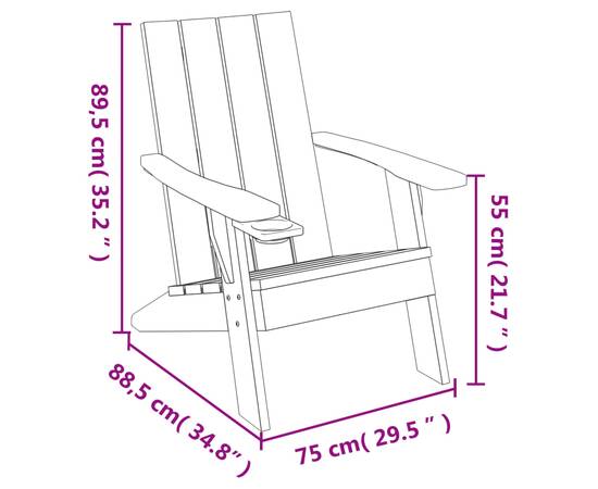 Scaun adirondack, maro deschis, 75x88,5x89,5 cm, polipropilenă, 8 image