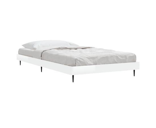 Cadru de pat, alb extralucios, 90x190 cm, lemn prelucrat, 3 image