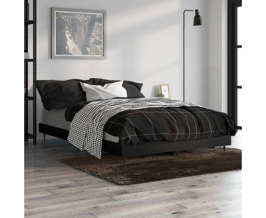 Cadru de pat, negru, 120x190 cm, lemn prelucrat, 4 image
