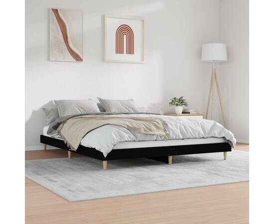 Cadru de pat, negru, 120x200 cm, lemn prelucrat, 4 image