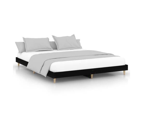 Cadru de pat, negru, 120x200 cm, lemn prelucrat, 2 image