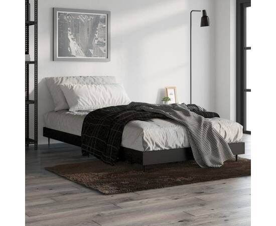 Cadru de pat, negru, 90x190 cm, lemn prelucrat, 4 image