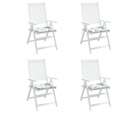 Perne scaun grădină, model frunze, 4 buc., 40x40x3 cm, textil, 3 image