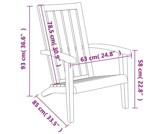 Scaun adirondack de grădină, maro deschis, polipropilenă, 8 image