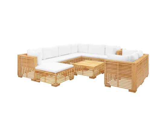 Set mobilier grădină cu perne, 10 piese, lemn masiv de tec, 3 image