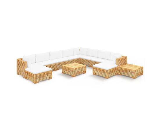 Set mobilier grădină cu perne, 12 piese, lemn masiv de tec, 2 image