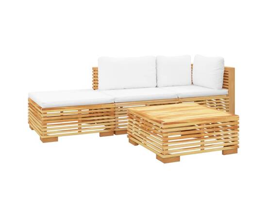 Set mobilier grădină cu perne, 4 piese, lemn masiv de tec, 3 image