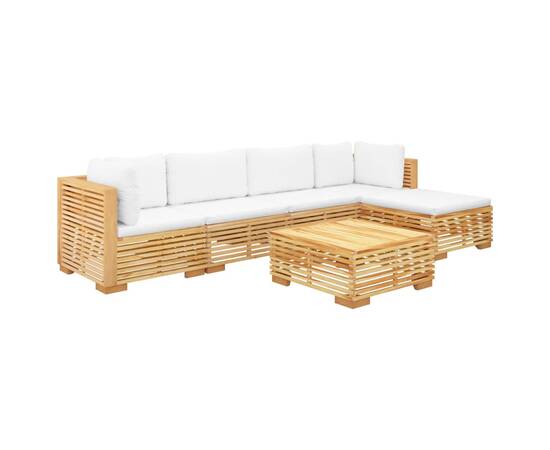 Set mobilier grădină cu perne, 6 piese, lemn masiv de tec, 3 image