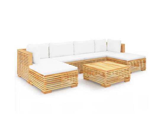 Set mobilier grădină cu perne, 7 piese, lemn masiv de tec, 2 image