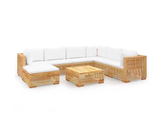 Set mobilier grădină cu perne, 8 piese, lemn masiv de tec, 2 image