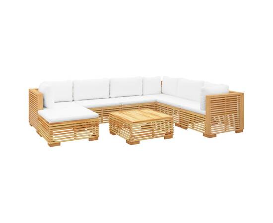Set mobilier grădină cu perne, 8 piese, lemn masiv de tec, 3 image