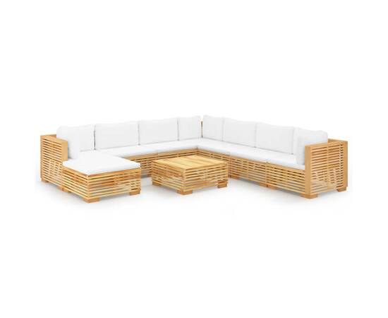 Set mobilier grădină cu perne, 9 piese, lemn masiv de tec, 2 image