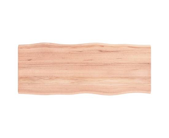 Blat birou maro deschis 100x40x2 cm, lemn masiv stejar tratat, 2 image