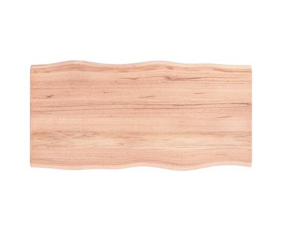 Blat birou maro deschis 100x50x2 cm, lemn masiv stejar tratat, 2 image