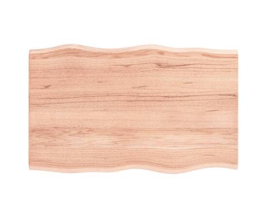 Blat birou maro deschis 80x50x2 cm, lemn masiv stejar tratat, 2 image