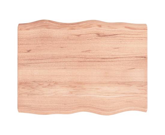 Blat birou maro deschis 80x60x6 cm, lemn masiv stejar tratat, 2 image