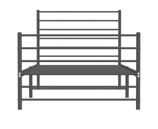 Cadru pat metalic cu tăblii de cap/picioare, negru, 107x203 cm, 6 image