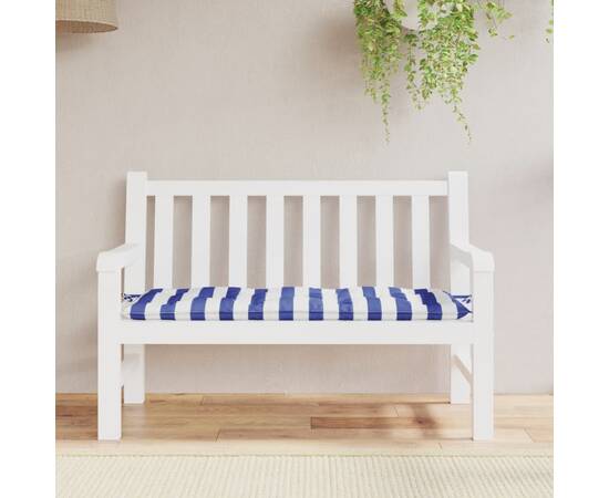 Pernă bancă grădină, dungi albastru/alb, 120x50x7 cm, textil