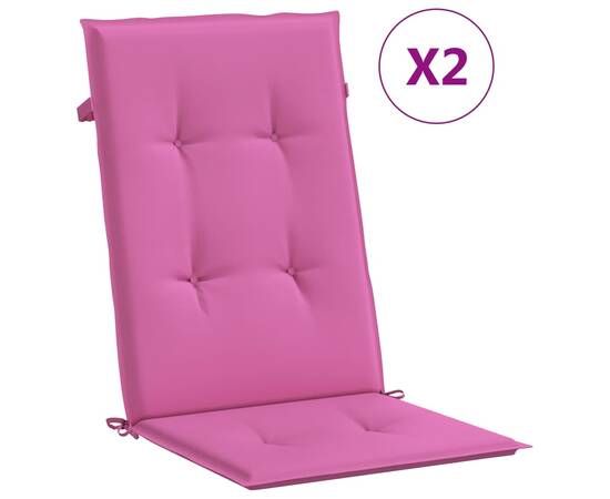 Perne scaun cu spătar înalt, 2 buc., roz, 120x50x3 cm, textil, 2 image