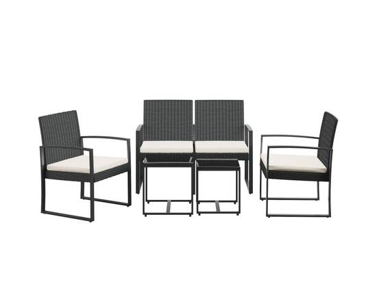 Set mobilier de grădină cu perne, 5 piese, negru, pp ratan, 3 image