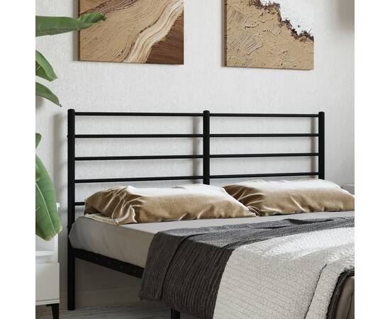 Tăblie de pat metalică, negru, 135 cm