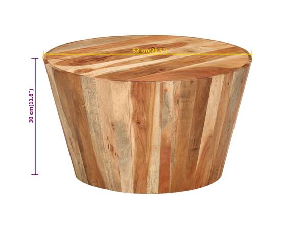 Măsuță de cafea, Ø52x30 cm, lemn masiv de acacia, 7 image
