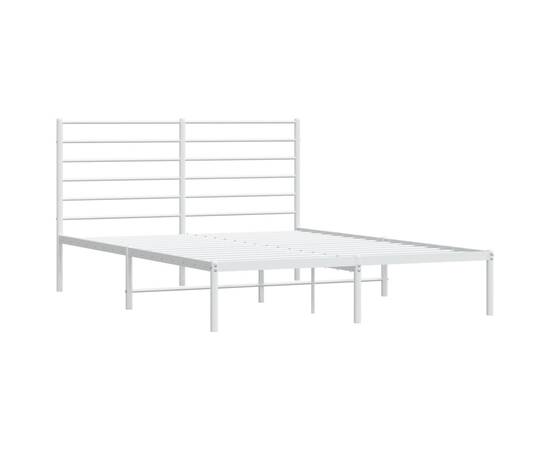 Cadru de pat metalic cu tăblie, alb, 120x200 cm, 5 image