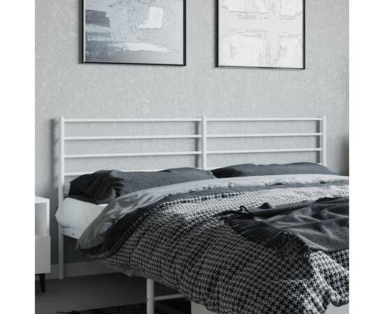 Tăblie de pat metalică, alb, 200 cm, 3 image