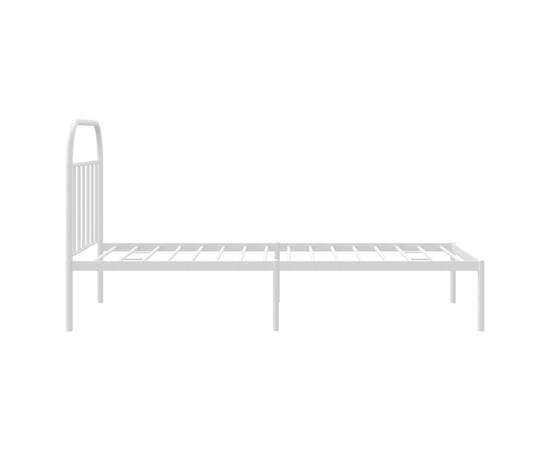Cadru de pat din metal cu tăblie, alb, 107x203 cm, 7 image