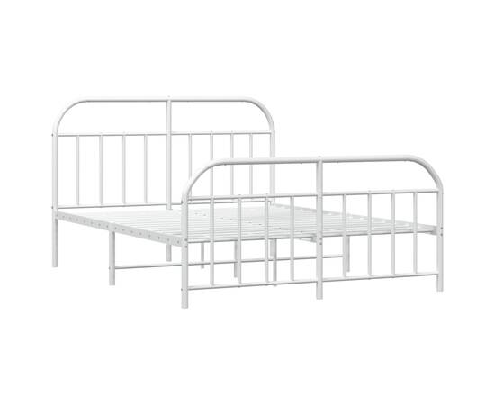 Cadru de pat metalic cu tăblie, alb, 135x190 cm, 5 image