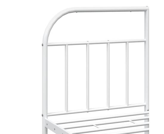 Cadru de pat metalic cu tăblie, alb, 135x190 cm, 9 image