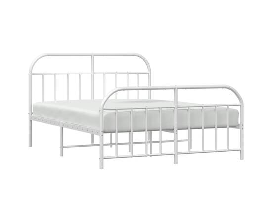 Cadru de pat metalic cu tăblie, alb, 135x190 cm, 4 image